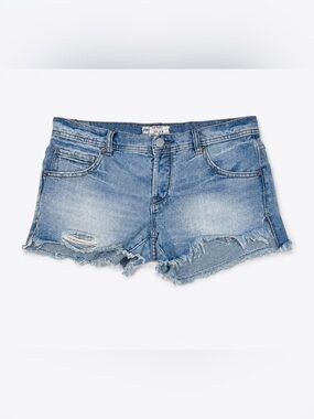Free People Distressed Denim Cutoff Shorts Light Wash Button Fly Women's 26